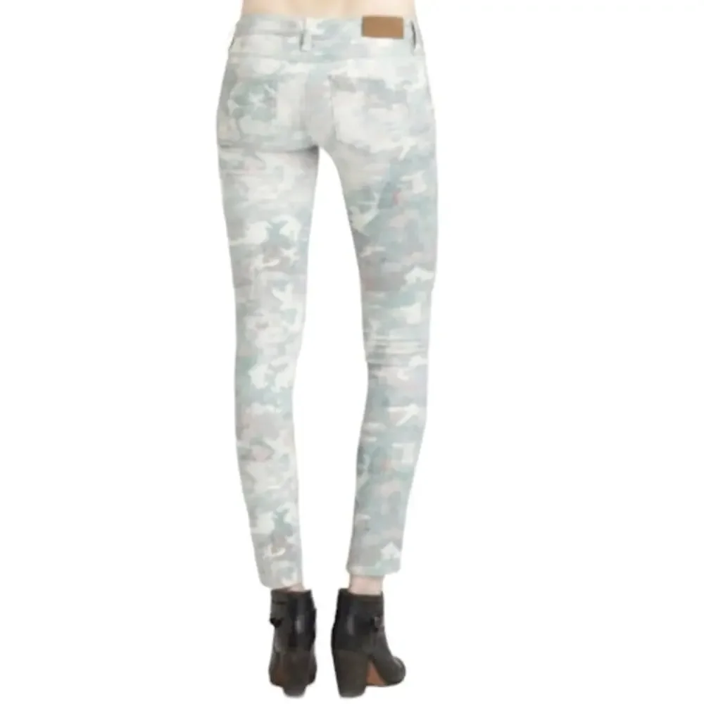 IRO Damia camo print ubran chic paint splatter denim low rise skinny jeans Sz 28 - Picture 3 of 9